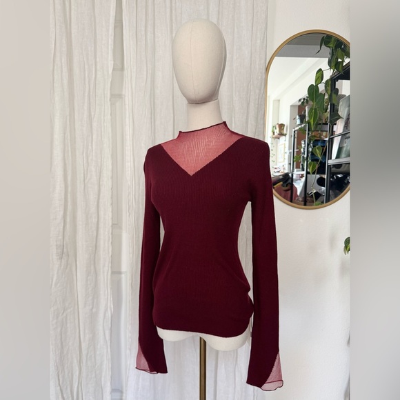 Commense Sweaters - New Sheer Maroon Red Sweater Top